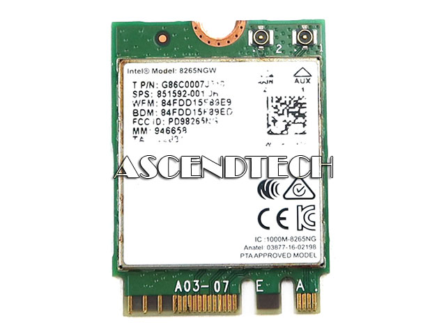 Intel 8265Ngw Wlan Wifi Card 01Ax702 Intel 8265Ngw Wlan Wifi Card 01Ax702. Part Number: 01Ax702 11S01ax702
