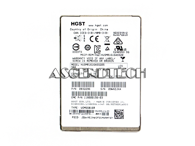Hgst Husmr1616ass205 1.6Tb 2.5" Sas Ssd Hgst Husmr1616ass205 1.6Tb 2.5" Sas Ssd. Part Number: 0B32296