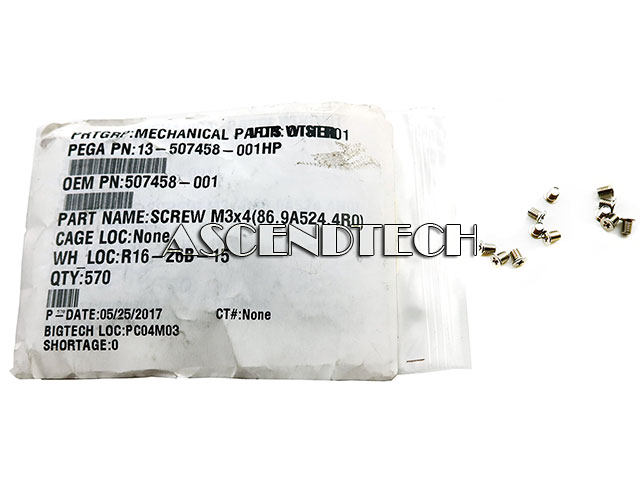 Hp M3x4mm Screws 570 Pieces 507458-001 Hp M3x4mm Screws 570 Pieces 507458-001