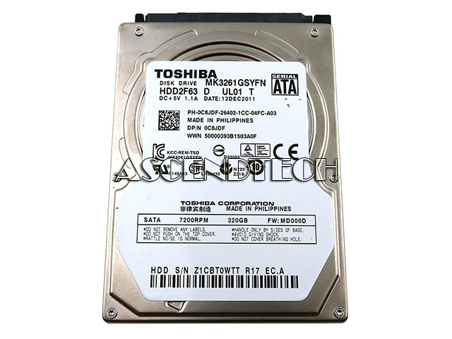 Dell Toshiba 2.5" 320Gb Sata Hdd C8jdf Dell Toshiba 2.5" 320Gb Sata Hdd C8jdf. Part Number: C8jdf 0C8jdf Ph-0C8jdf. Model: Mk3261gsyfn