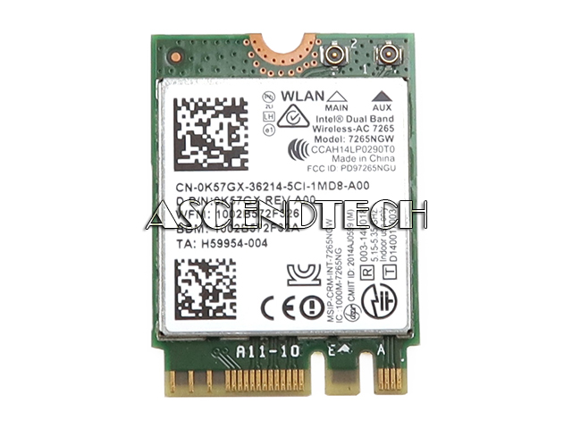 Intel 7265Ngw Wireless Wifi Card K57gx Intel 7265Ngw Wireless Wifi Card K57gx. Part Number: K57gx 0K57gx Cn-0K57gx