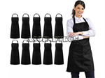 Syntus 10 Pack Unisex Bib Apron Black. Part Number: 10Pack_Black_Apron