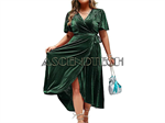 Berrygo Women 18 Plus Size Wrap Dress. Part Number: 18Plus_Green_Wrap_Dress