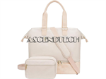 Minkars 17X16x8in Beige Weekender Bag. Model: M201-A-03S